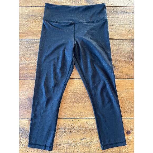 Womens Zyia Active Black Paisley Print Cropped Workout Athleisure‎ Leggings 6-8 - Picture 1 of 7